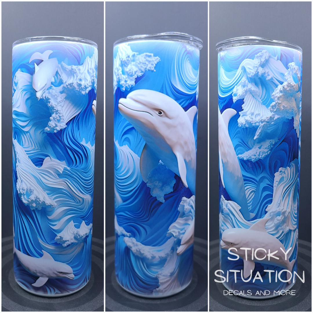 3D Blue Dolphins